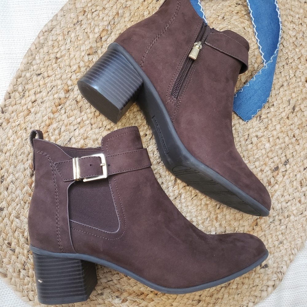 Kenneth Cole New York Brown Ankle Booties with Block Heel